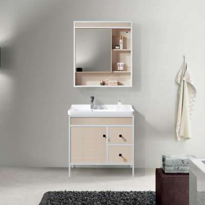 floor mounted stainless steel 3 door mirrored bathroom cabinet