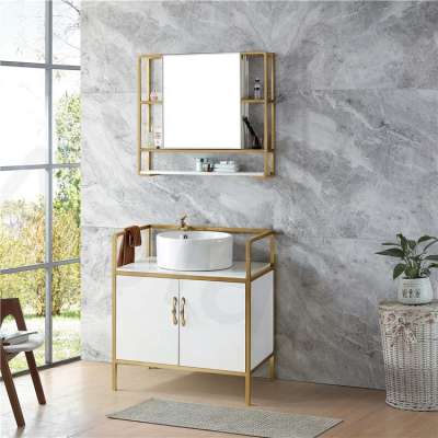 modern luxury design used bath vanity bathroom cabinet stainless steel Middle east golden color