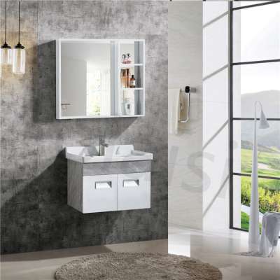 Foshan Aolaisi modern white color stainless steel bathroom cabinets with mirror cabinet