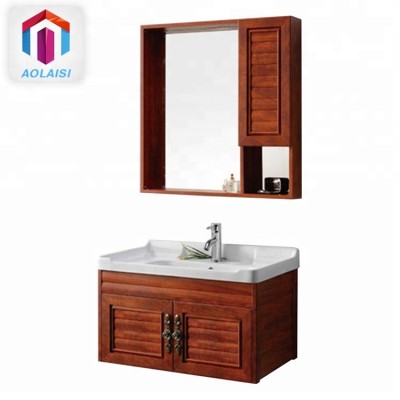 Spanish modern space aluminum bathroom vanity cabinet with mirror basin