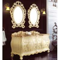 Flower Carved Gold Bathroom Cabinet With Double Washbasin WTS-221